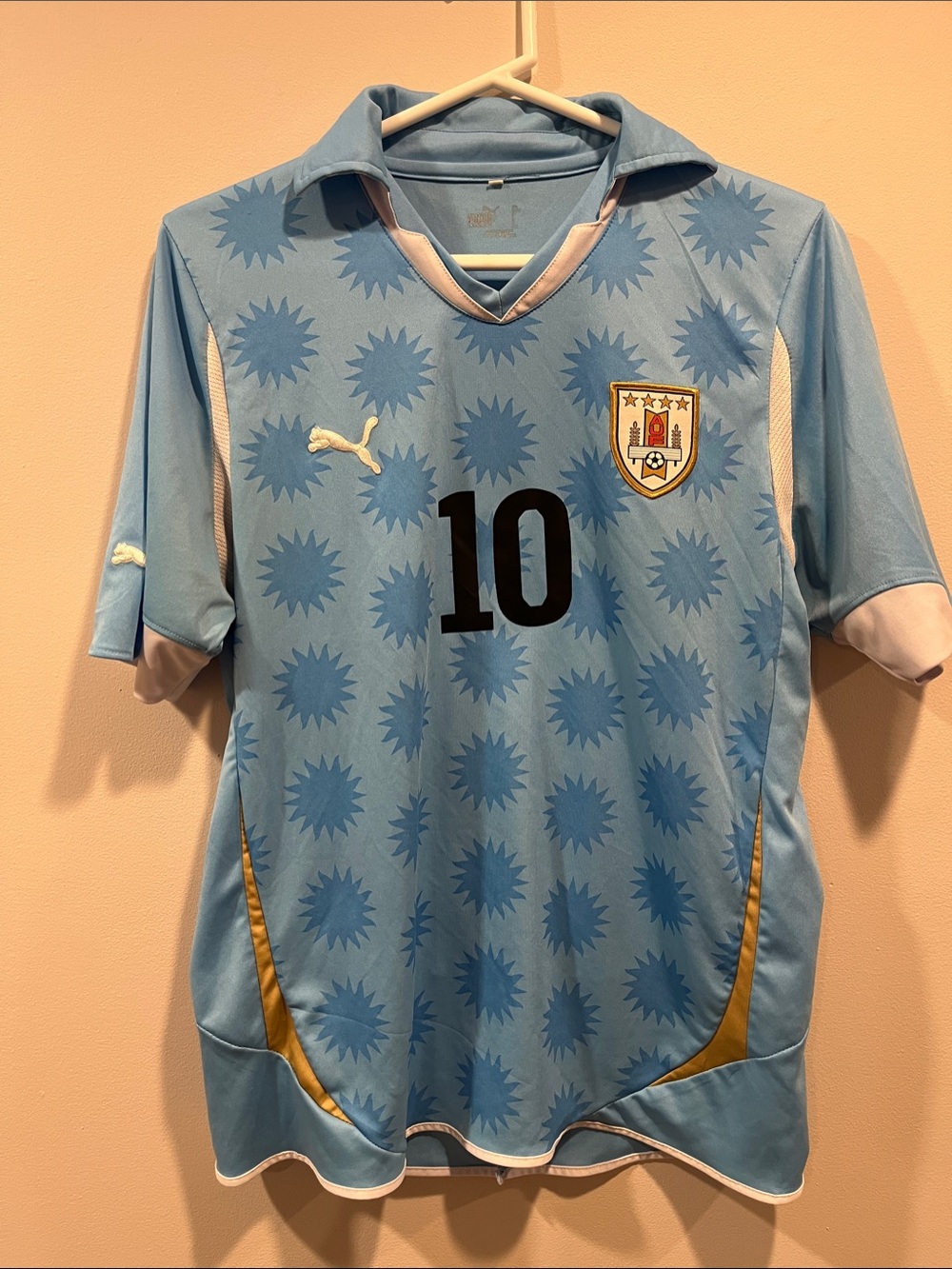 Puma Blue & Gold Uruguay #10 Forlan Soccer Jersey